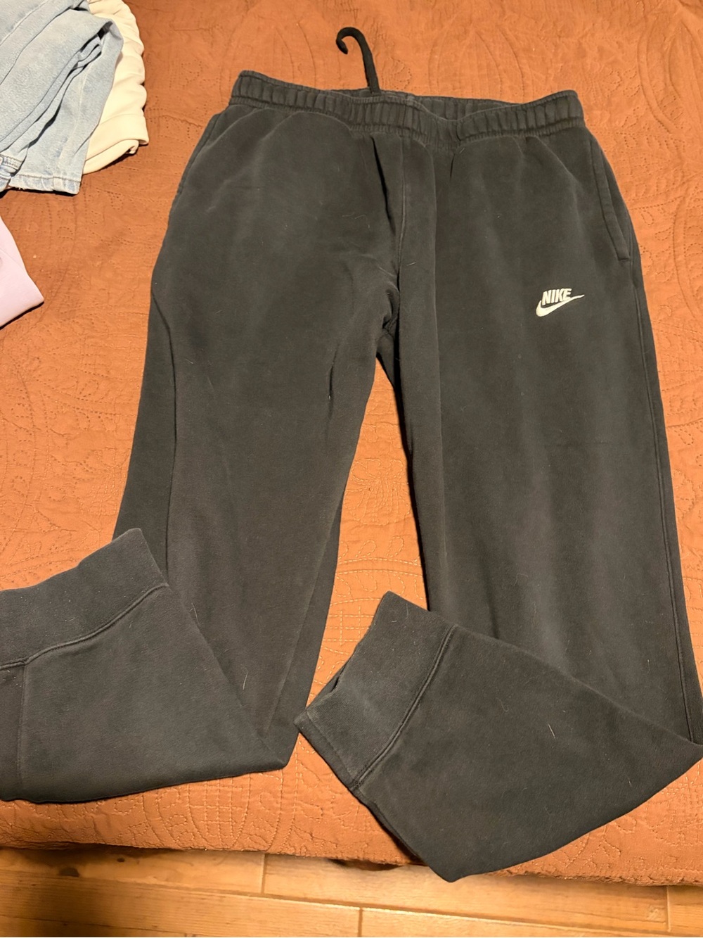 Nike Black Men's Fleece Joggers with White Swoosh